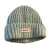 Blue Knitted Wool Hat for Women In Autumn and Winter Big Head Versatile Hat Showing Face Small Warm Ear Protection Head Hat