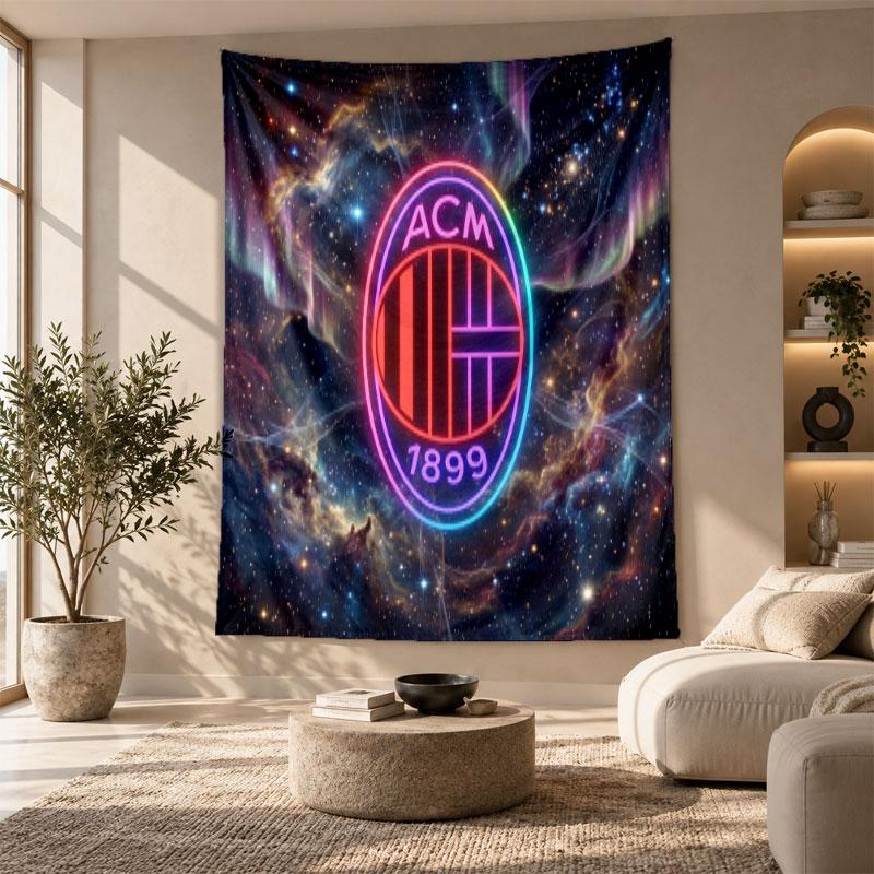 Decorative Tapestry,AC Milan Printed Wall Art, Lightweight Wall Hanging For Bedroom Background