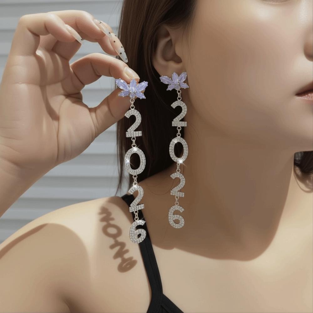 Crystal Jewelry 2026 Stud Earrings Rhinestone Rhinestone Earrings Vintage New Year Earrings  Party