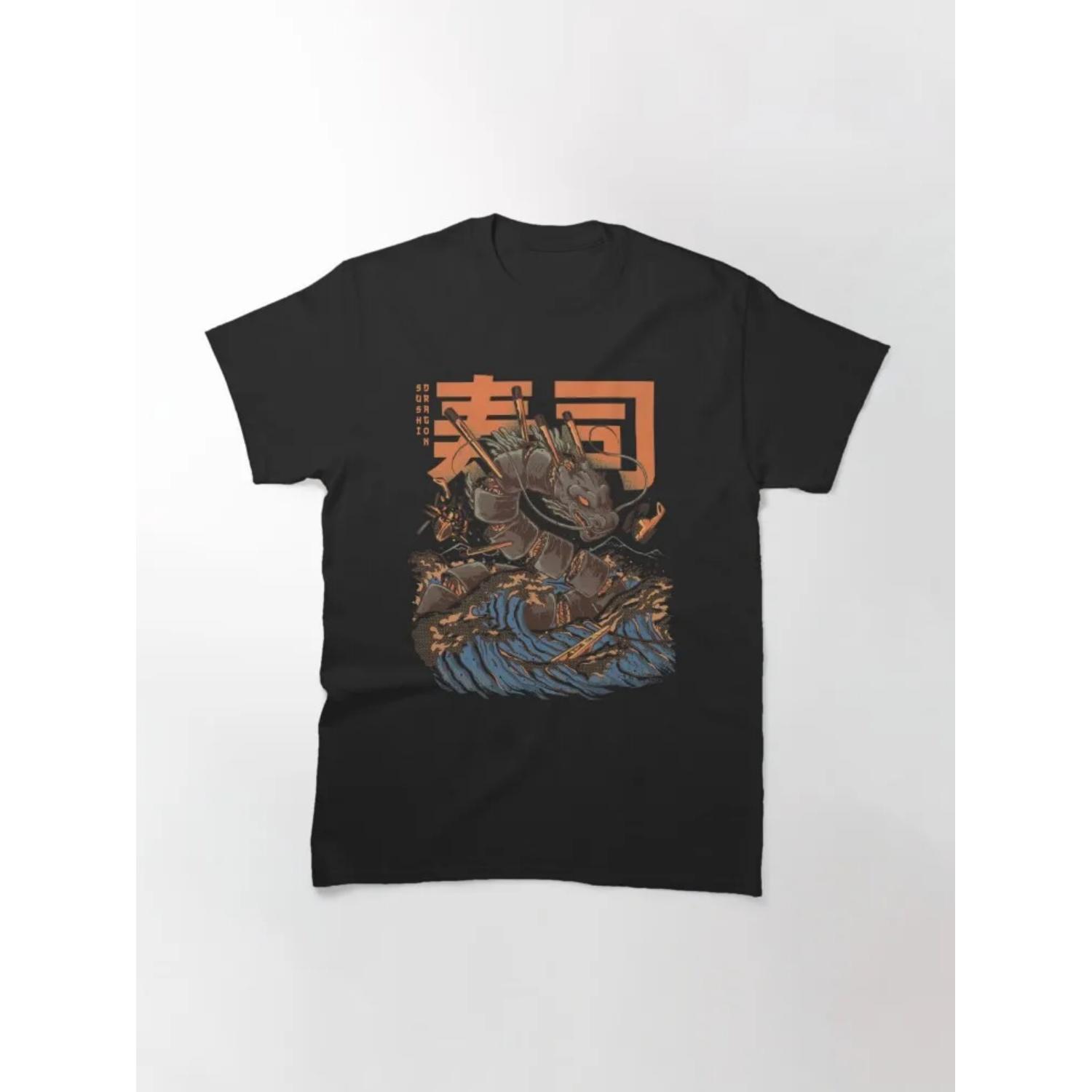 Women Clothing Great Sushi Dragon Classic T-Shirt T-shirts T Shirts Y2k Tops Tshirt Haikyuu Graphic Tees Women s T-shirts 71404 S чёрный