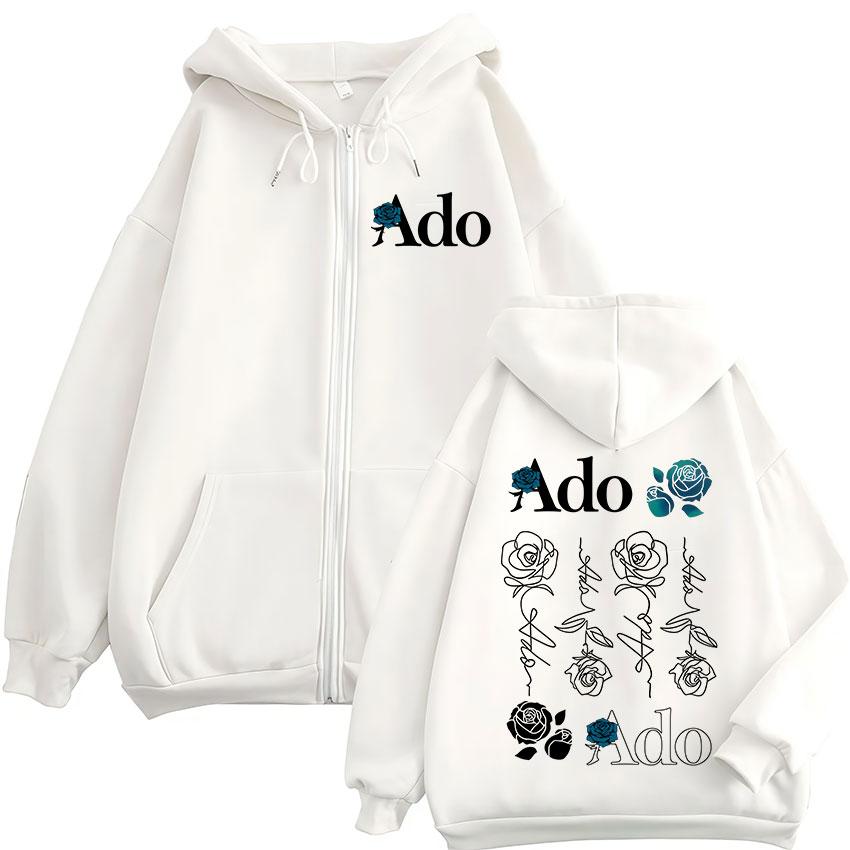 Ado Blue Rose World Tour Hibana Merch Felpe con Cerniera Abbigliamento Uomo Donna Moda Felpe con Zip Giubbotti Hoodie Casual