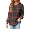 Fashionable Women's Long Sleeved Checkered Striped Printed Lightweight Sweater With Loose Round Neck Top
