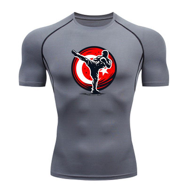 Men's Quick Dry Compression Athletic T-shirt, Kickboxing Mar