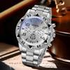 3PC Silver Business Men's Watch Set Luxury Fashion Quartz Watch Bracelet Necklace Set Suitable for Daily Clothing Matching
