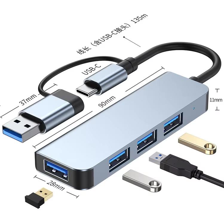 8-in-1 USB 3.0 Multiport Hub with TYPE-C Dock Supports TF/PD Reading 3.5mm Audio Interface USB 3.5 Audio Dock for Computers