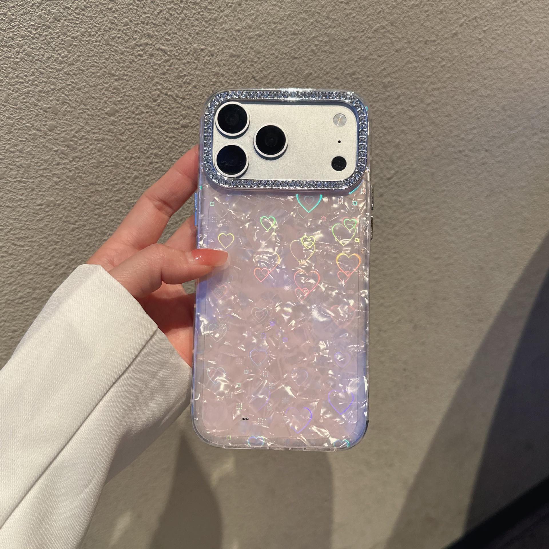 

Love Shell Pattern Large Hole Case for iPhone 17 Pro Max/15 Pro, Compatible with iPhone 11/12/16 11
