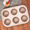 6/12 Cavity Baking Mold Nonstick Coating Carbon Steel Shell Shape Madeleine Tray Pan Even Heat Distribution Bakeware