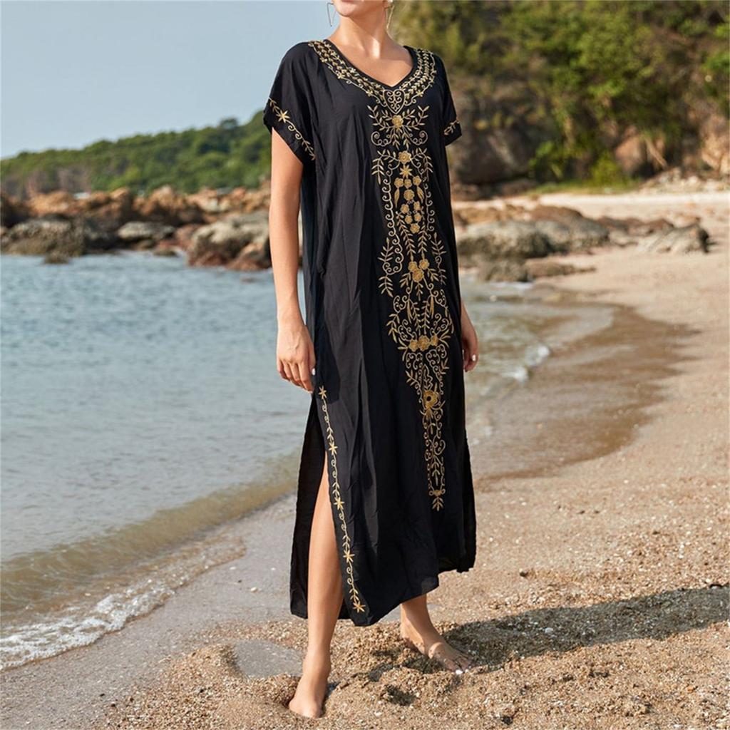 Ladies Loose Beach Cover Up Robe Vacation Sun Shirt Cover Up