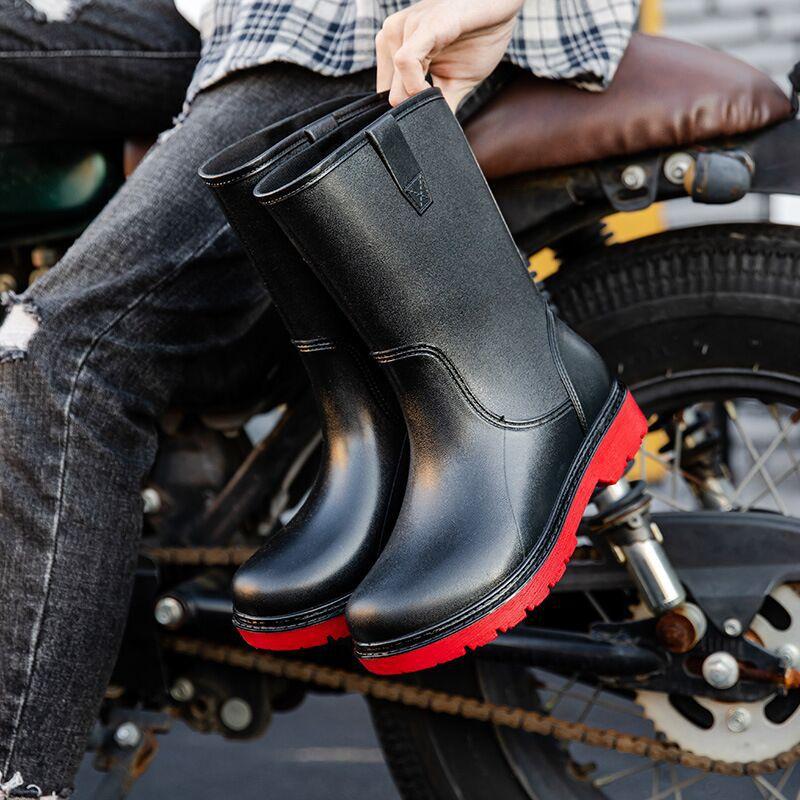 

Rain shoes men s medium and high tube fashion outdoor fashion warm simple water boots outer wear work shoes sleeve men s rain boots 44