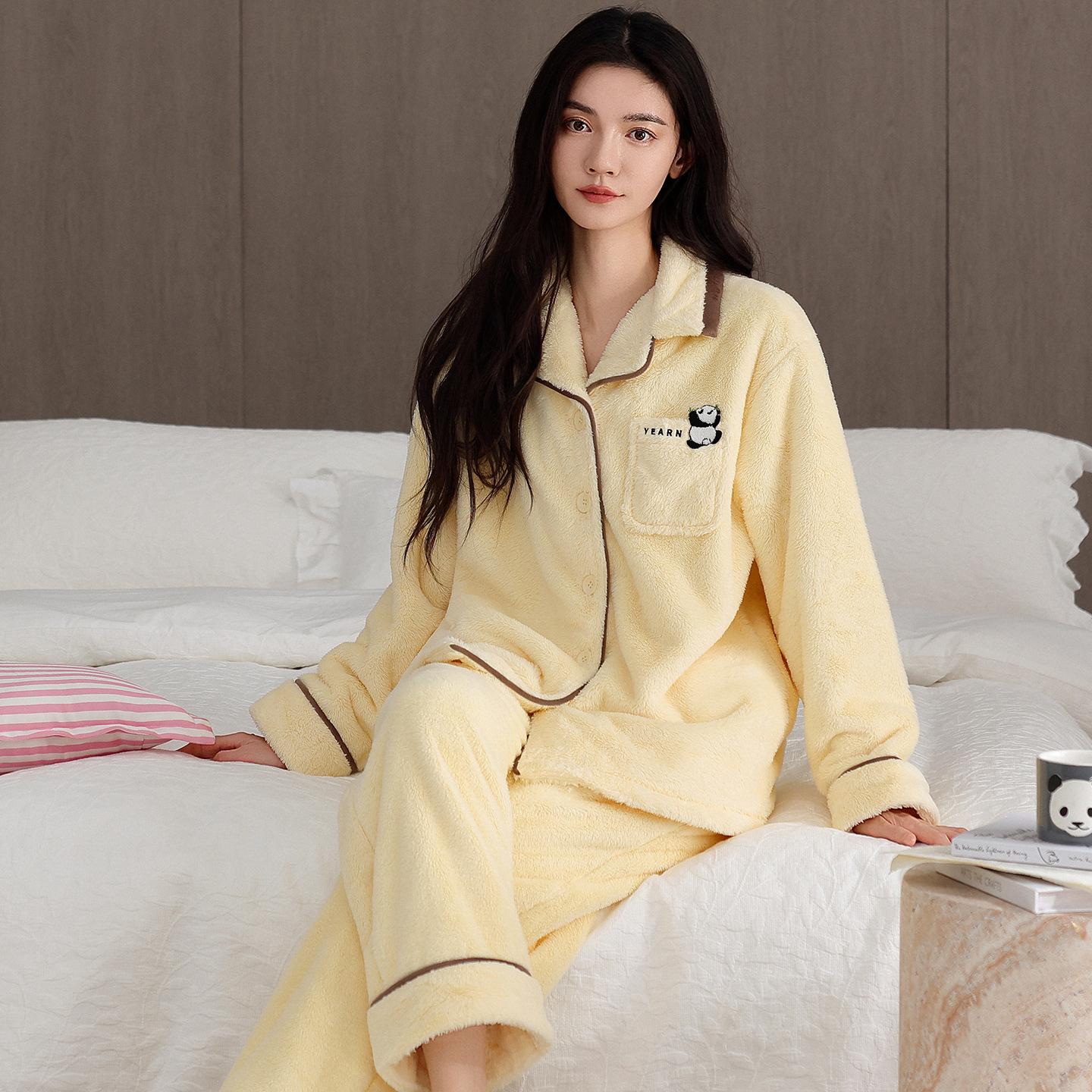 

Coral Fleece Pajamas Women S Autumn And Winter Thickened Fleece Flannel High-End Sweet And Warm Winter Loungewear Set 2XL