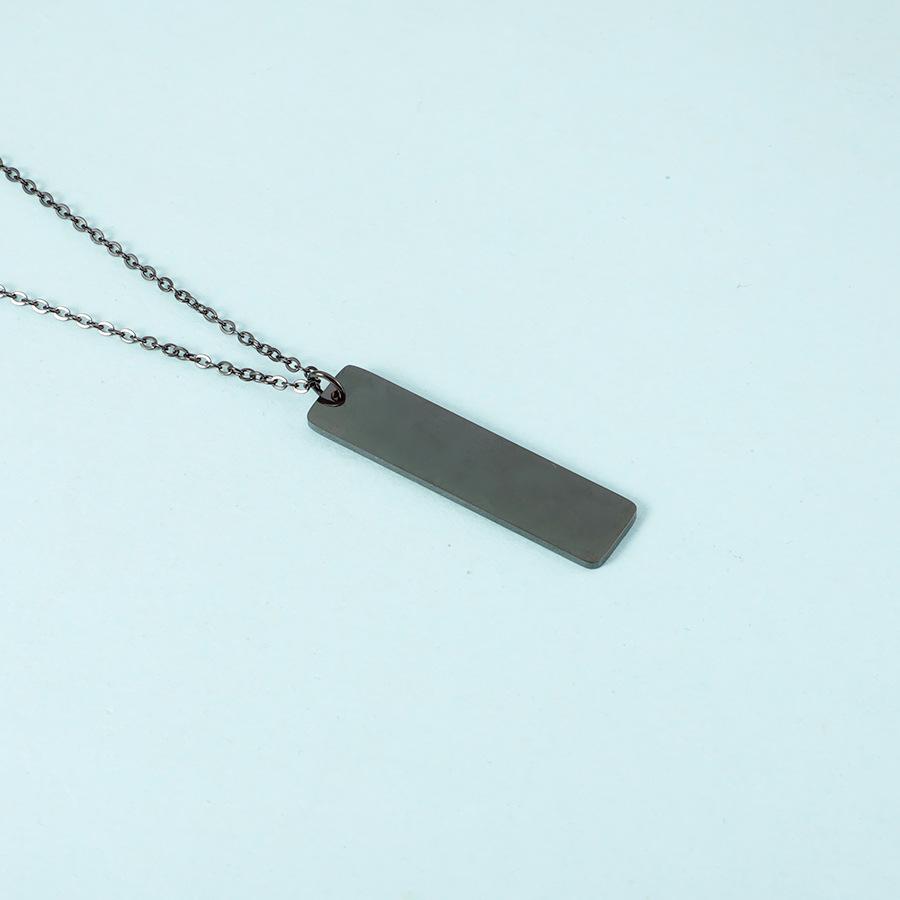 Laser Engraved Stainless Steel Bar Pendant Necklace - Versatile Clavicle Chain for Couples