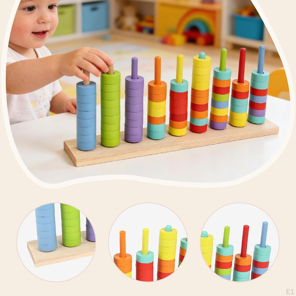 Color-sorting Stacking Toy, Block Set, Early Childhood Learning Rainbow Rings