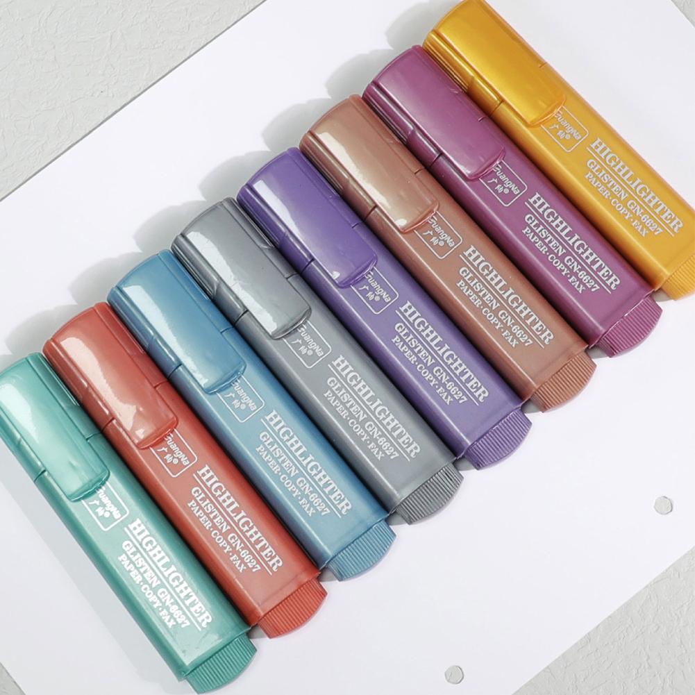 

8 цветов/набор, металлический хайлайтер, флуоресцентные блестящие маркеры, блестящая ручка для заметок для ведения журнала, принадлежности для скрапбукинга, искусство рисования 8pcs/set