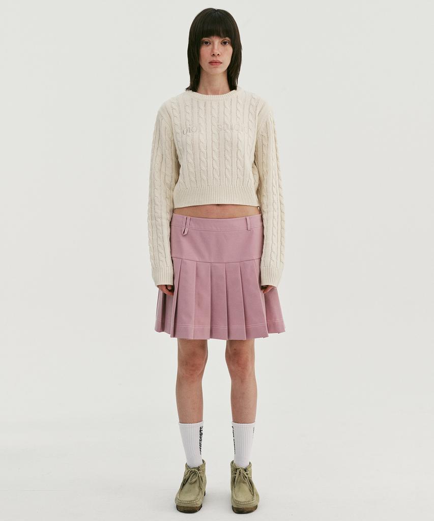 OIOI COLLECTION Layered Logo Crop Cable Knit_Cream