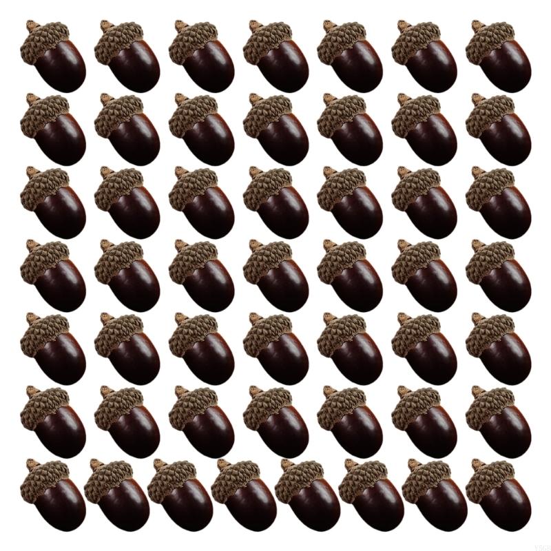 Artificial Nut Decoration Set Brown Textured LDPE Plastic Nut 50 Piece Set for Wreath Projects, Table Styling, Party Scenes Y5GB