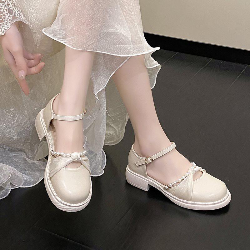 Mary Jane shoes women's small skirt leather shoes flat single shoes bag head sandals summer French style with fairy new 2025