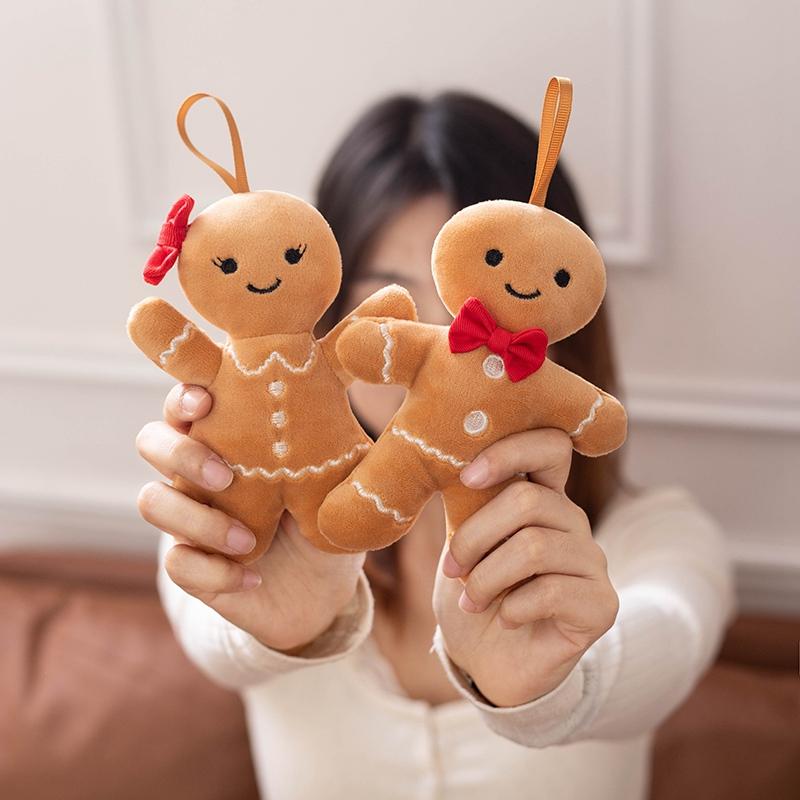 Non-Toxic Cute Gingerbread Man Pendant Plush Christmas Ornaments For Tree Decorations Christmas Hanging Decor For Home Christmas Party