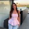 Womens Sleeveless Crop Top With Skirt-Hem Detail Solid Color Fit Office Chic