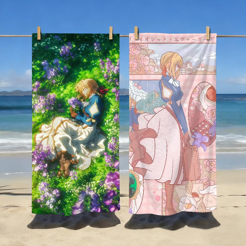 Anime V-Violet E-Evergarden Towel Sports Quick Dry Travel Camping Gear Sandproof Soft Light Large Beach Towel