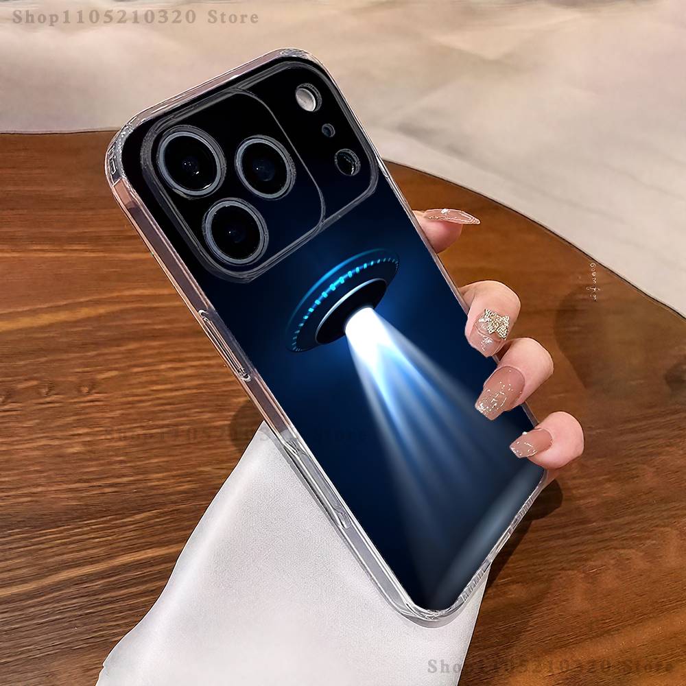 Funny Space UFO Thing Phone Case For iPhone 16,15,17,12,13,14,11 Max,Pro,Plus,X,XS,XR,SE4,E Mini Transparent Cover