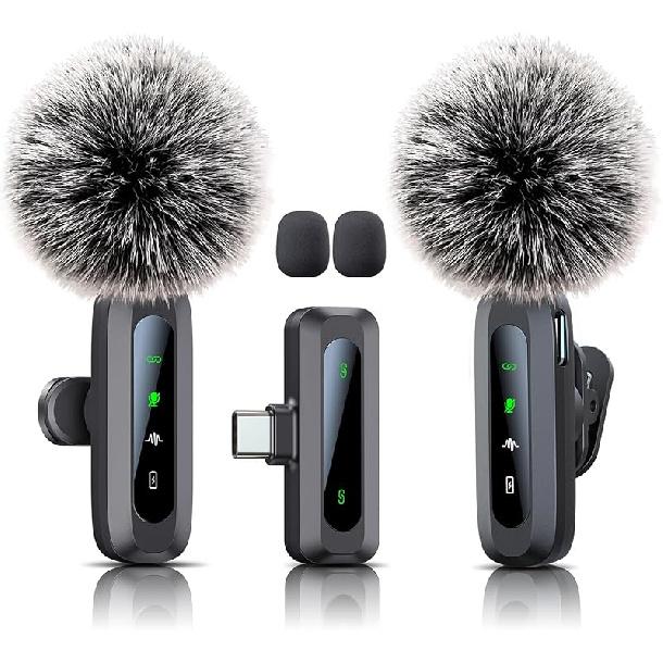Microphone for iPhone 15-16, mini mic Wireless mic with Noise Reduction,mini Microphone LED Display -Wireless Microphones Ideal for Vlog, TikTok &