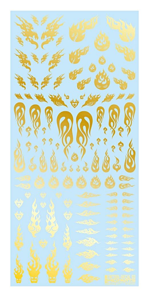 HiQ Parts Tattoo Decal 03 Fire Gold for Plastic Model Kits (1 Decal) (TTD-03-GLD)
