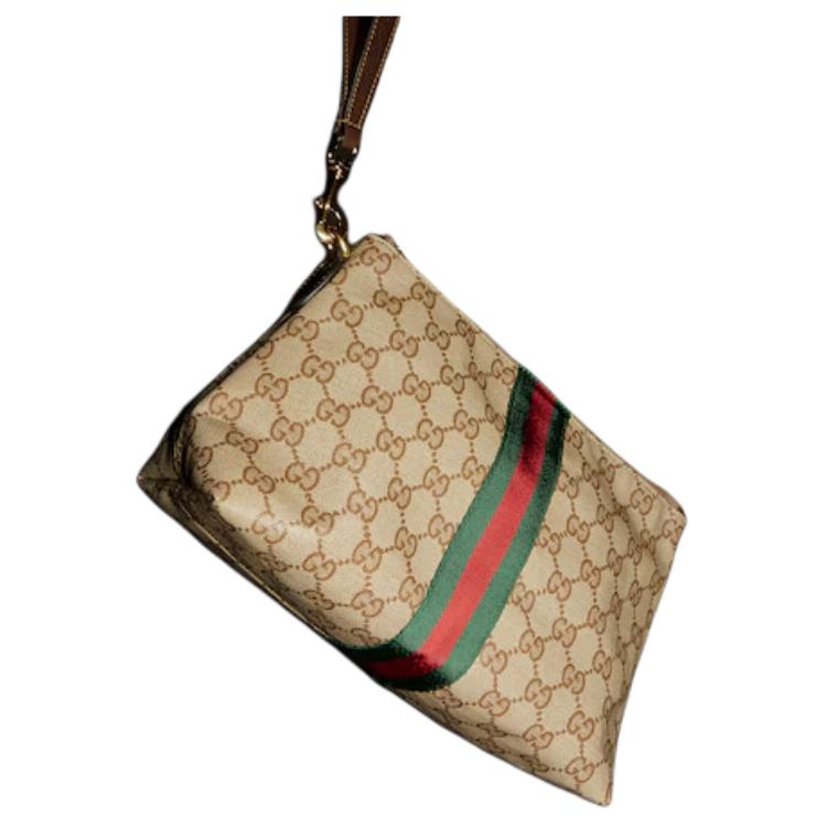Gucci Generation Classic Print Leather Clutch Unisex Clutch Dark-Brown 875821-FAF79-8547