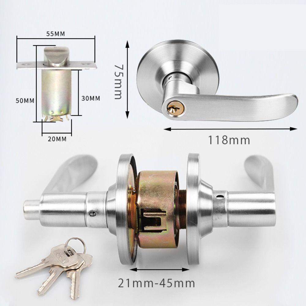 Interior Reversible Door Lock Lever Satin Brass Finish Hardware Lockset  for Bedroom