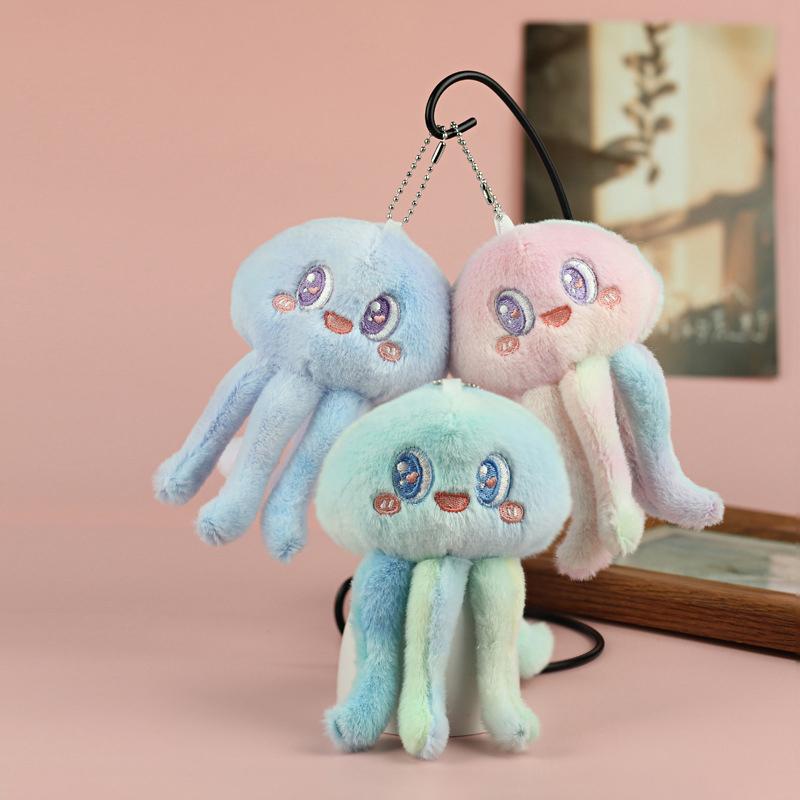 1Pcs Plush Cute Marine Animal Jellyfish Octopus Doll Keychain Bag Decoration Pendant Keychain Girl Bag Keychain Kawaii Keychain