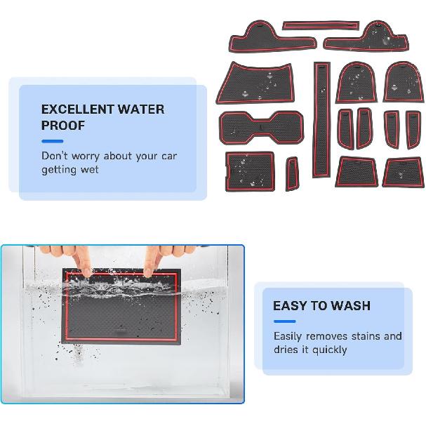 SXCY for - Jeep Renegade Accessories Renegade Door Slot Mats Cup Holder erts Liner Coasters Console erts Liner Waterproof Mats (red)
