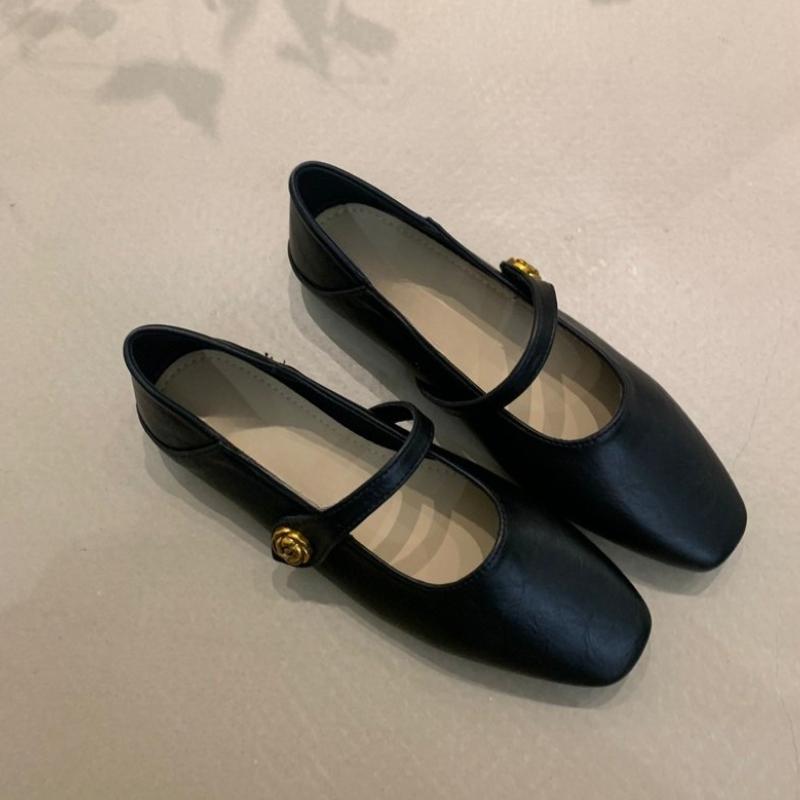 

Мода 2025 Женские туфли на плоской подошве Модные и универсальные туфли Мэри Джейн с квадратным носком во французском стиле Женские Новые Летние Мягкие туфли-бини на подошве 35 чёрный