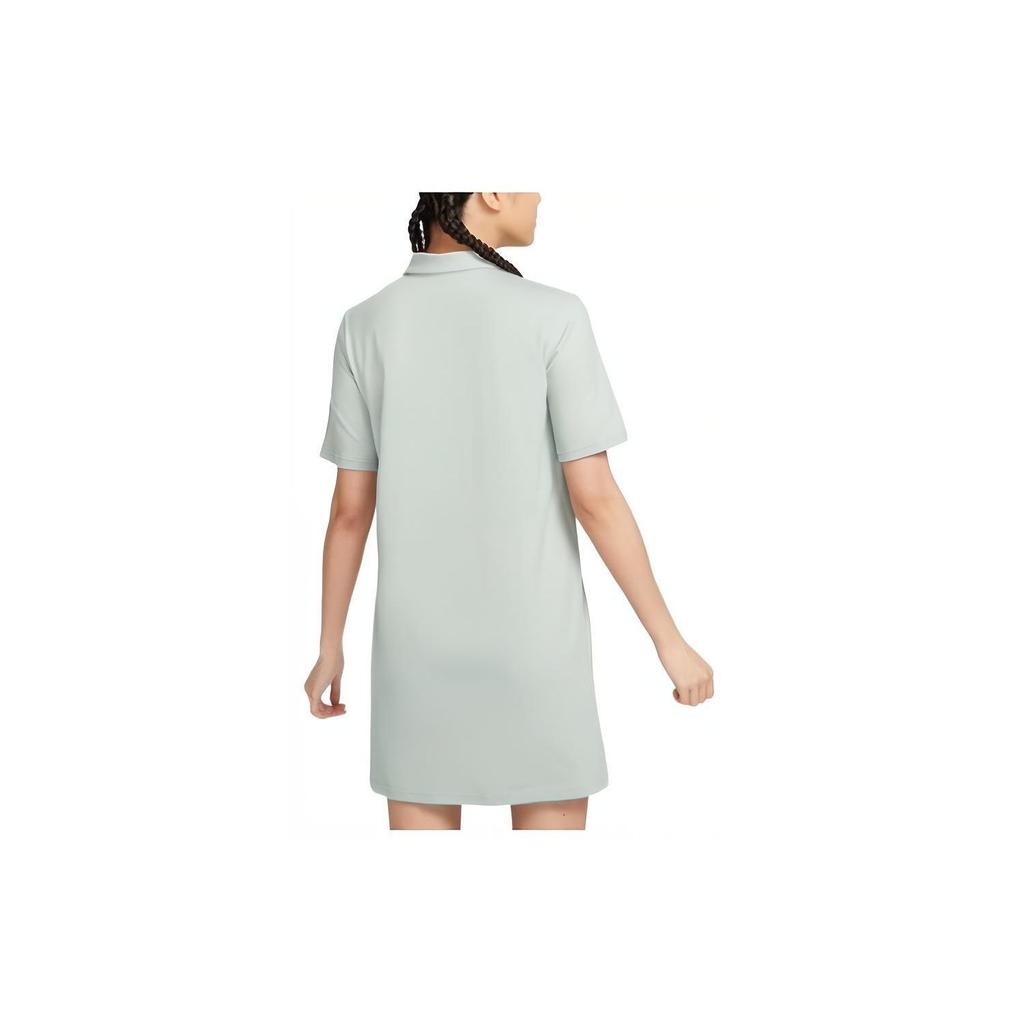 Nike Embroidered Logo Knit Polo Casual College Style Short Sleeve Dress Women Dresses Limestone HJ3949041