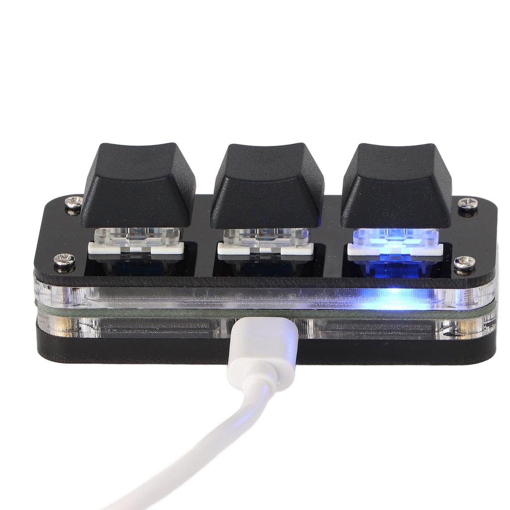 3 Key Mini Keypad Industrial USB Customized Blue Switch Programmable Gaming Keypad with RGB Light