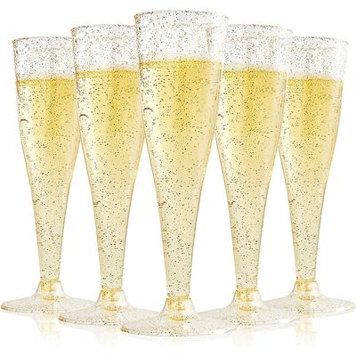5PC Wedding Party Champagne Flutes Plastic Wine Glasses Disposable Champagne Glasses Cocktail Cups
