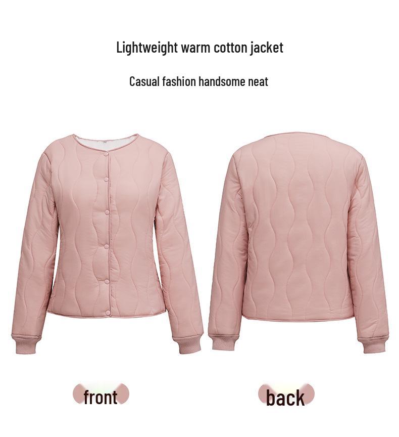 Women's Fleece-Lined Cotton Jacket: Short, Collarless, Padded Winter Outerwear 2026