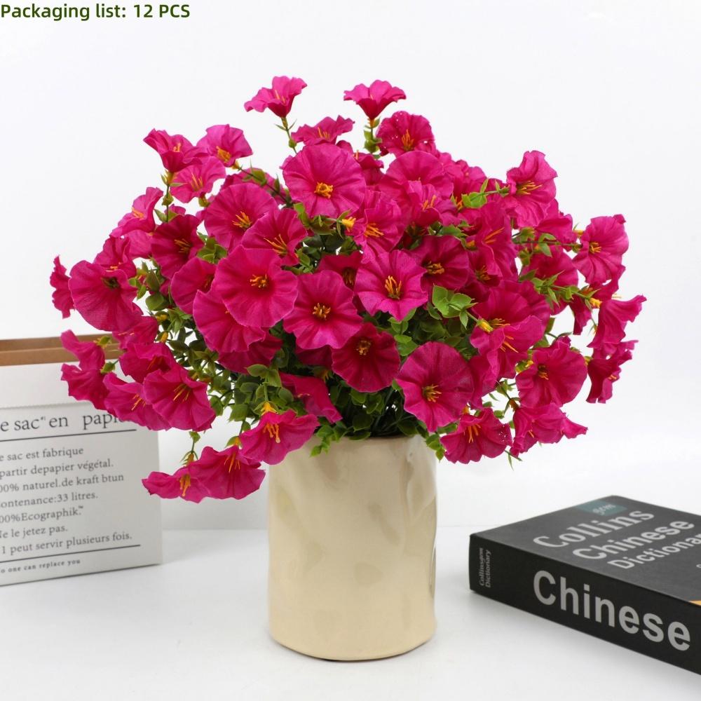 12 PCS Artificial Flowers Morning Glory-Outdoor Decor, Colorful Daisy Planter - Front Door, Porch, Patio, Window Box-Home Decor