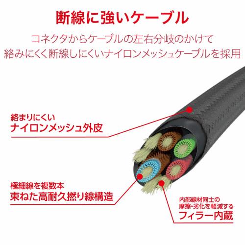 ELECOM Stereo Earphones Inner Ear Type Lightning Lightning Microphone Fast Music LFS10I 13.6mm Heavy Duty Cable Red EHP-LFS10IMRD 1.2m