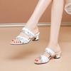 Summer two wear cool slippers outside fashion women's shoes hollow Korean version thick heel cool slippers middle-aged and elderly