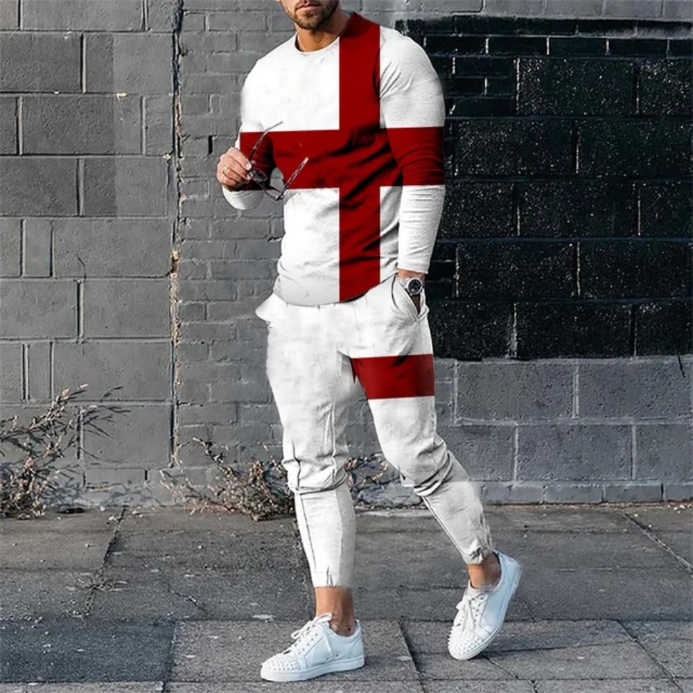 Men's T Shirt Pants Tracksuits 2 Piece Sets Print Sweatshirt Sweatpants Suits Casual T-shirts Trousers Sportswear Men Clothing