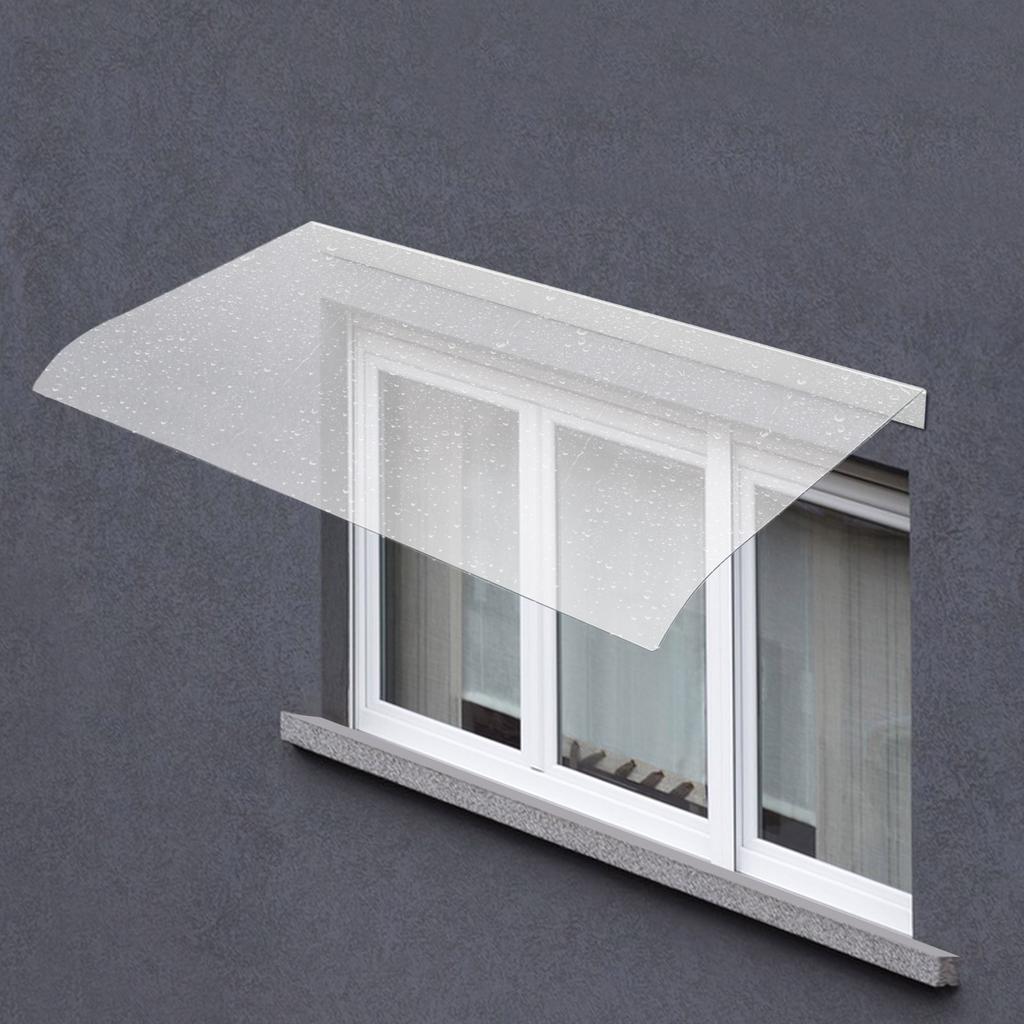 Clear PC Manual Window Awning Canopy, 50x100cm Outdoor Rain Shelter, 3.5mm Thick Door Protection Cover for Exterior Installation