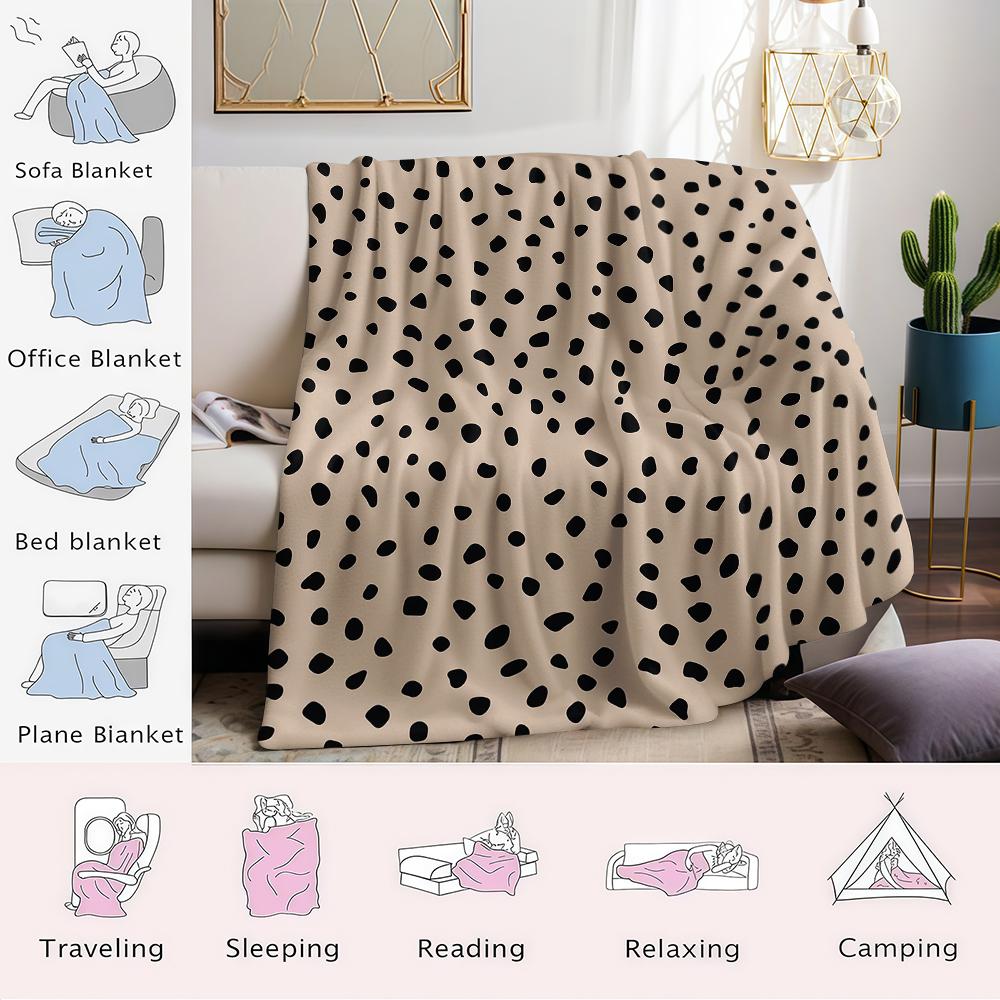 Schwarze Flecken auf Kamel-Flanell-Decke Warm Weich Halloween Weihnachten Sofa Warm Gemütlich Dekorative Deko Geschenk für Alle Jahreszeiten