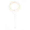 Ins Cool Style Metal Cross Pendant Pearl Necklace, Elegant Crystal Square Snake Clavicle Chain For Women