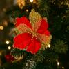 Maple Leaf Shaped Simulated Christmas Flowers Luxury Handmade Faux Christmas Flower Realistic Eternal Flower