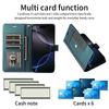 RFID Bloking Phone Case with 6 Card Slots & Cash Pocket Kickstand PU Leather Wallet Case with Wrist Strap for iPhone 17/16/15, Samsung, Xiaomi