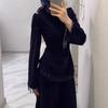 Cross-border Autumn Temperament Fringed Long-sleeved European and American Women's Clothing Amazon  Velvet French Celebrity Hip Skirt