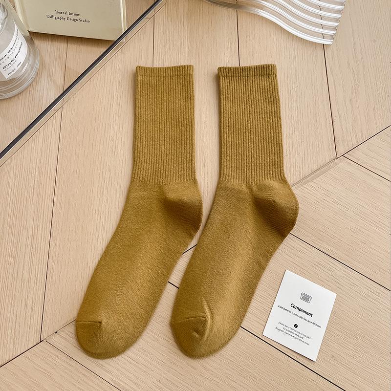 Bunte Damen Baumwoll Kniehohe Tanzsocken: Macaron Bonbonfarbe, Wadenlang, Japanischer Stil