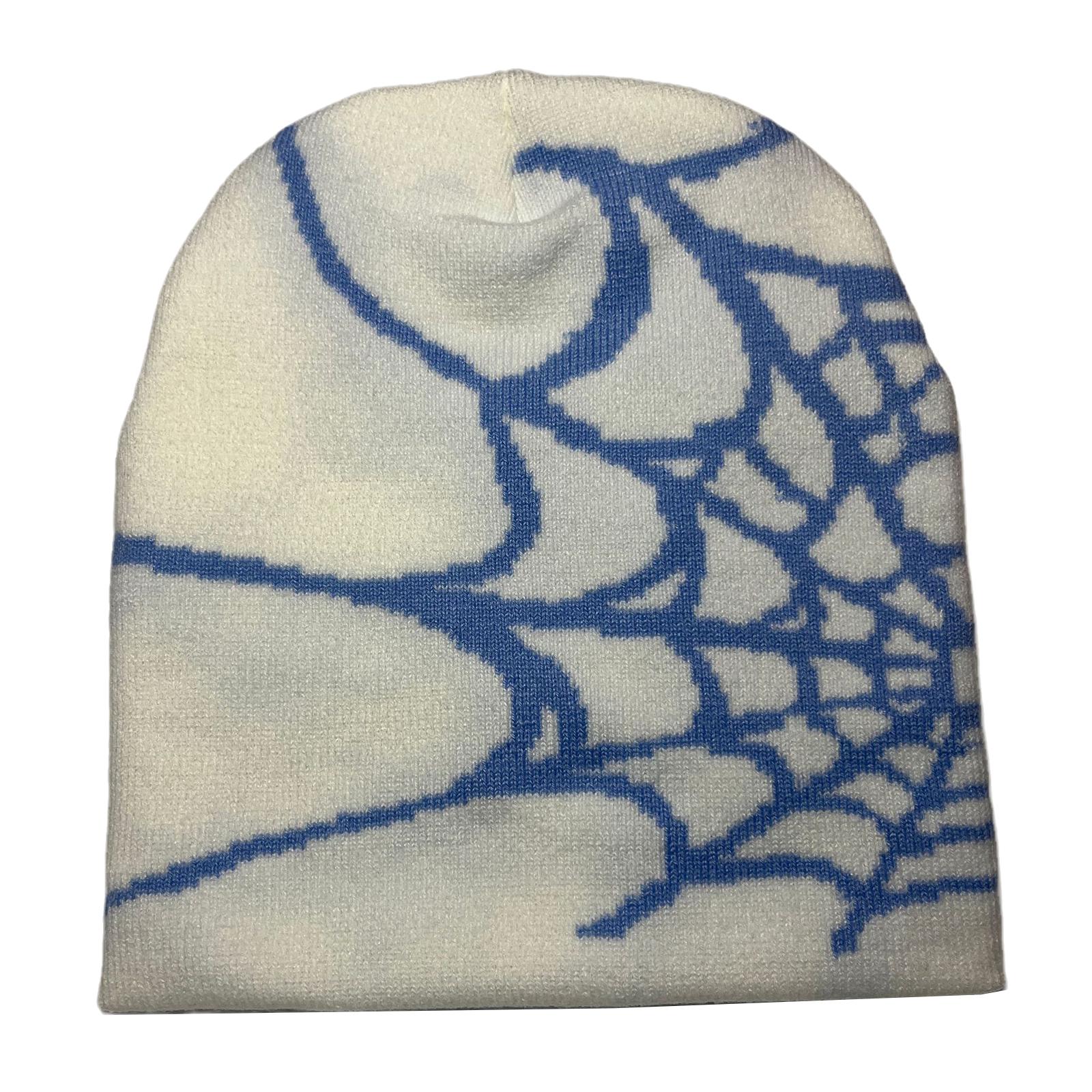 

Шапка-паутина Y2k Шапка-бини вязаная шапка-бини Шапка-паутина Шапка Y2K Шапка Skullies Шапочка Мешковатая шапка-бини с напуском Кепка с черепом 8