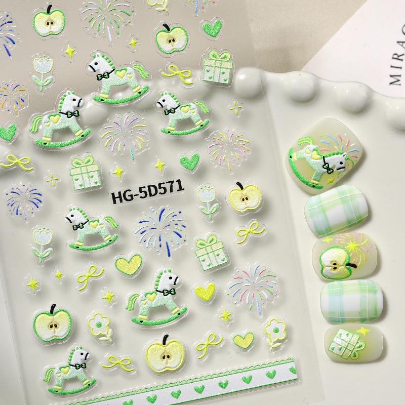 Cute Cartoon Colorful Stylish Horse Nail Art Sticker Self Adhesive Manicure Decal Nail Sticker Manicure Decoration For Girls