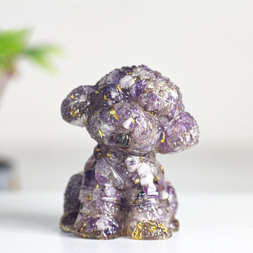 Figurine Chien Teddy Art Résine Décoration Cristal Pour Cadeau Et Décoration Intérieure