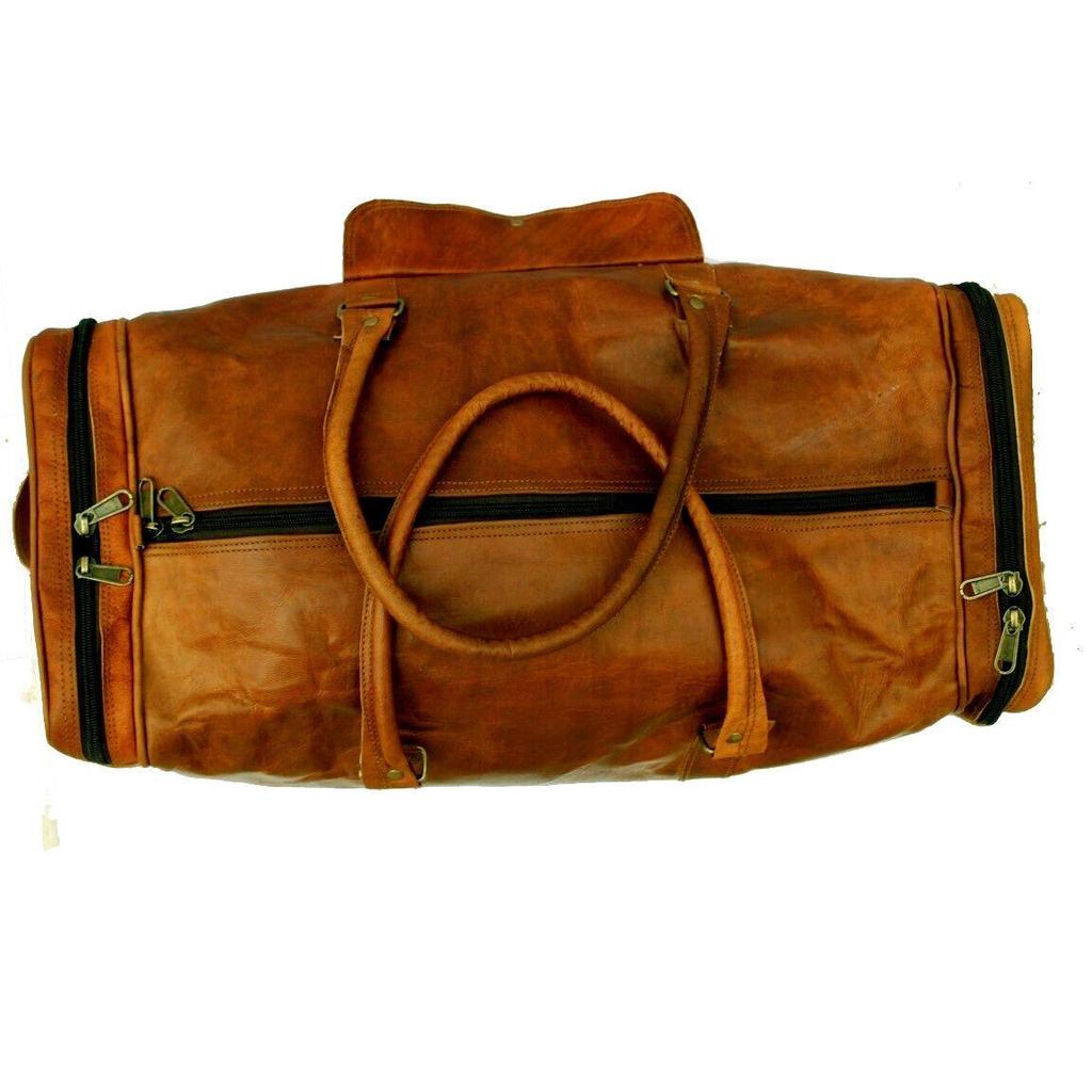 Nya bruna män getläder resegymnastikväska Bagage Äkta Vintage Duffelväska
